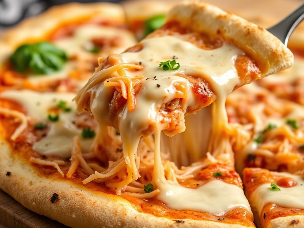 Pizza de frango desfiado com requeijão cremoso