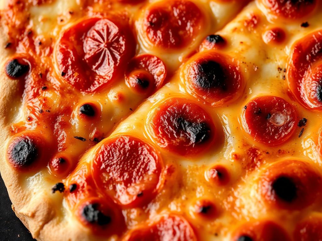Massa de pizza com bolhas grandes na borda